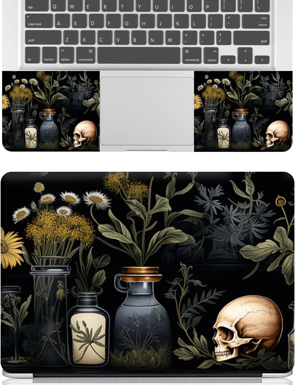 15-15.6 inches Netbook Laptop Skin Sticker Decal Reusable Cover Protector for 11.6 12 13 13.3 14 15 15.4 Notebook Chromebook PC, Scratch-Resistant Waterproof I Black Academia Mystical Green Plant