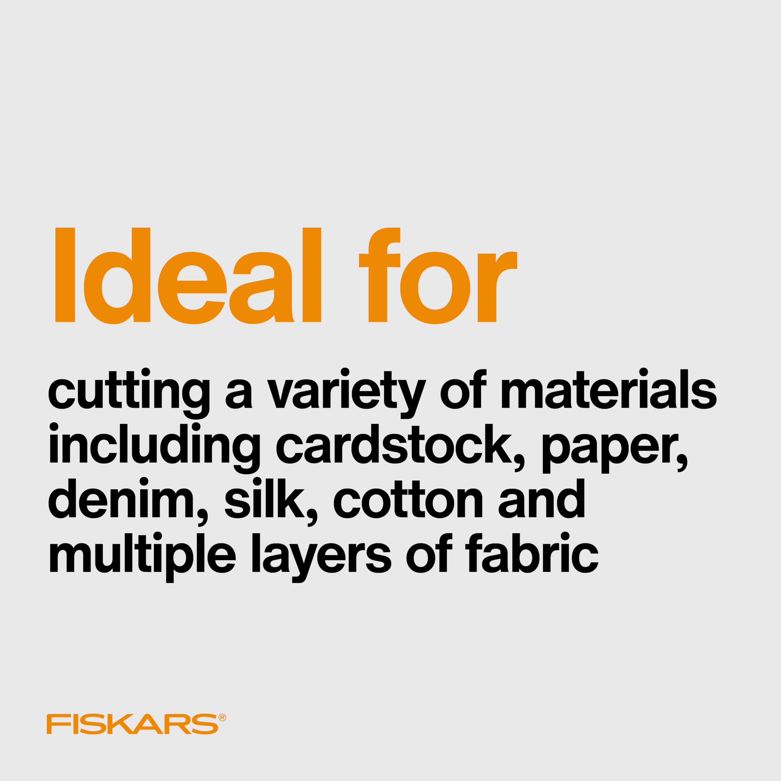 Fiskars Tijeras forjadas de acero inoxidable de 8 pulgadas, tijeras de papel y tela para oficina, artes y manualidades, color plateado