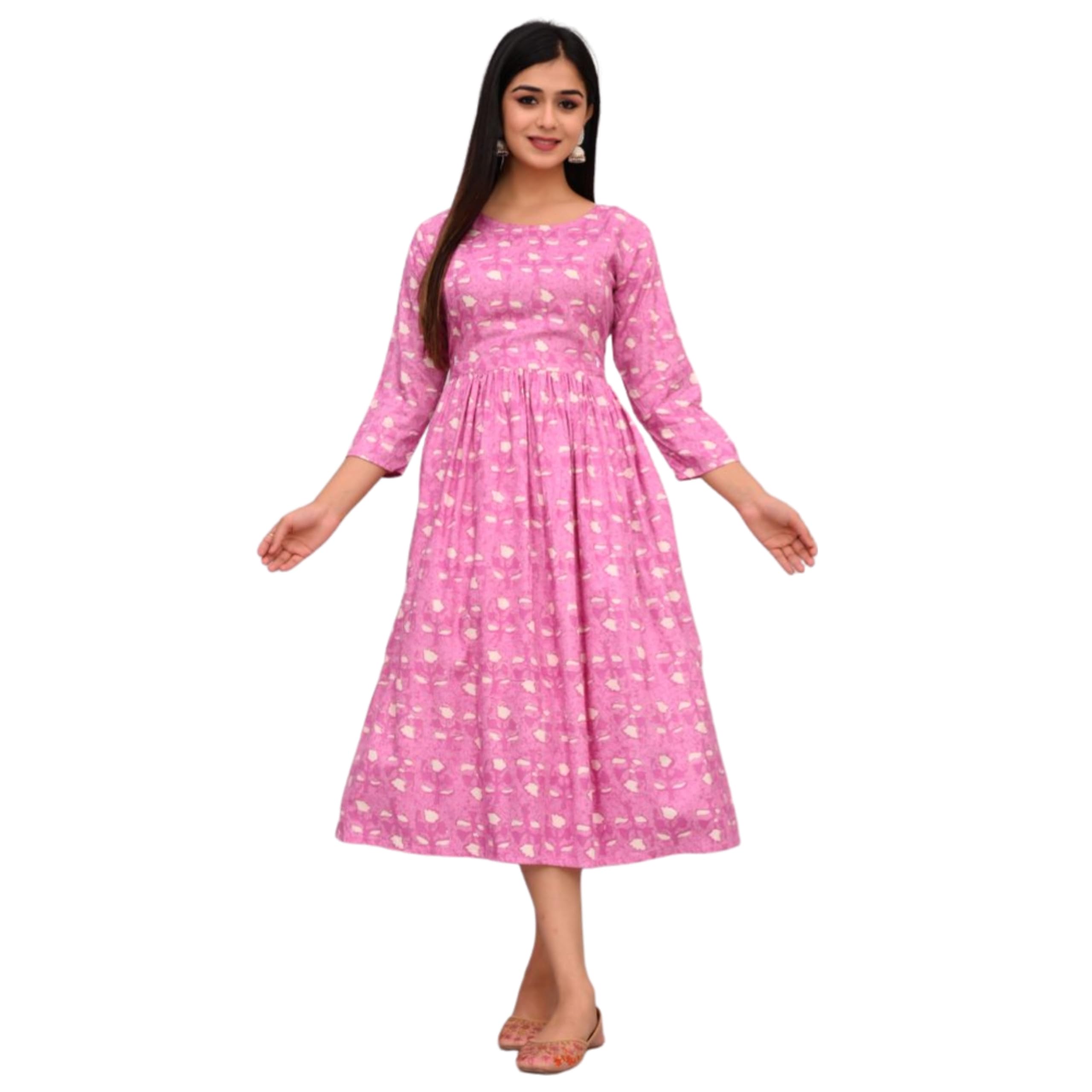 Miss Rekha Stylish Comfortable Cotton Anarkali Feeding Kurtis for Women with Zip | Perfect Nursing for New Mom | Maternity wear | Pre and Post Pregnancy Kurti | Flared Gown (MR016)
