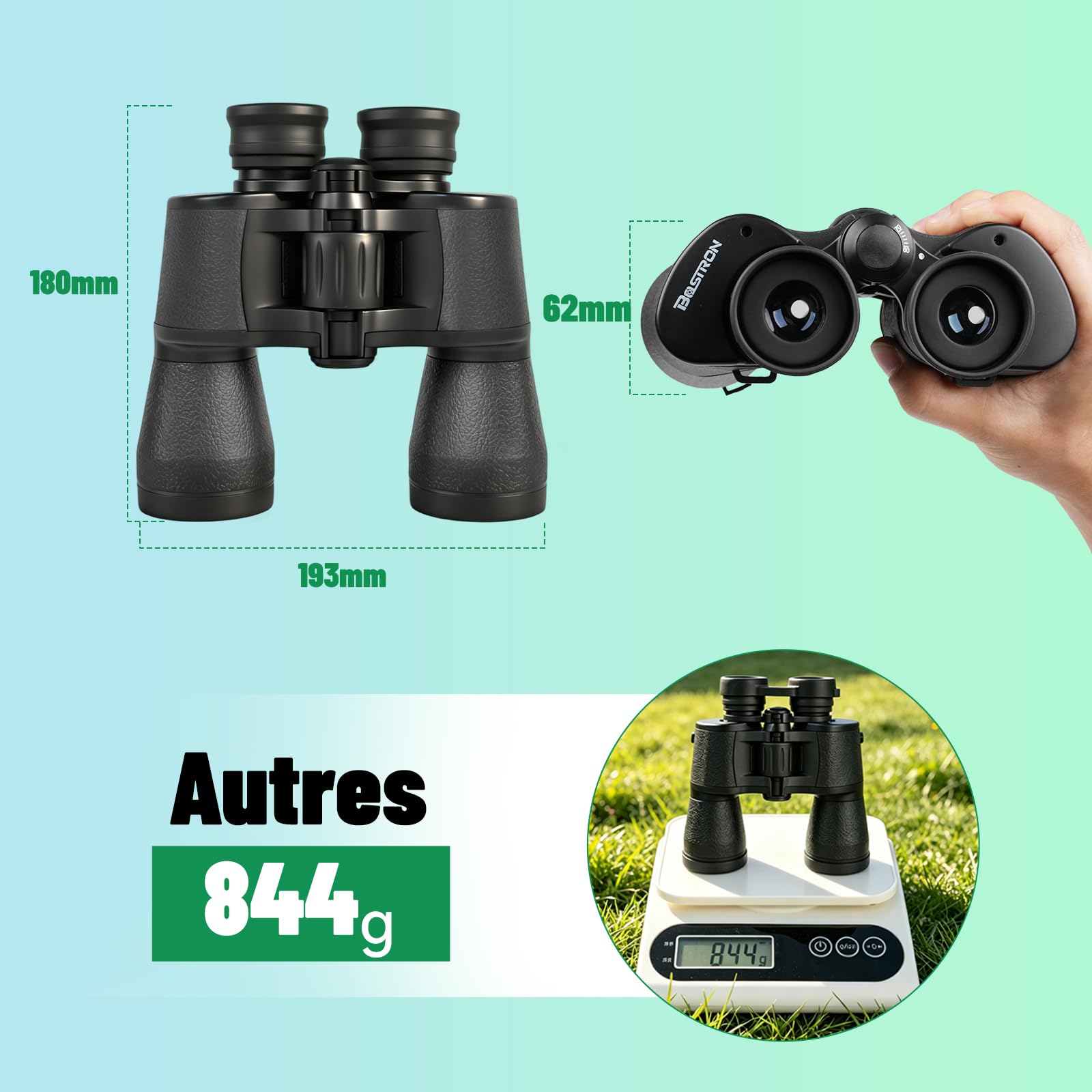 7x50 Jumelles Adultes Portable pour Observation des Oiseaux | Jumelles compactes avec Sac de Transport ,HD MC Lentille Porro Prism Bk7 pour Sports de Plein air et Aux Concerts
