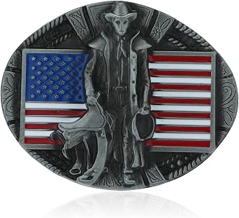 JMM Fashion Native American Flag Belt Buckle Cowboy Flag Series Attitude Western Belt Buckles for Men and Women Ideal Gifts