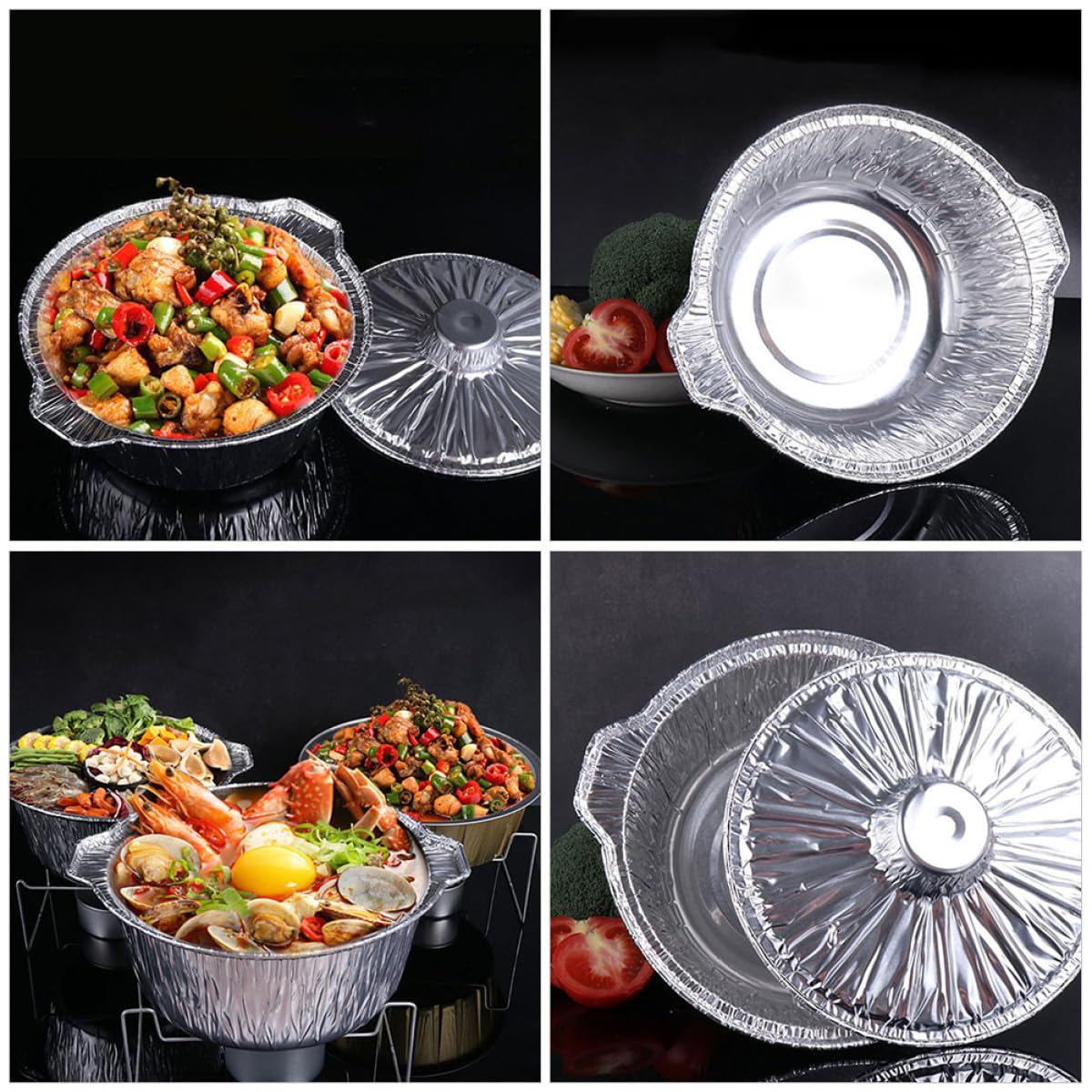 Bandeja Desechable 5300ml para Barbacoa de Papel de Aluminio | Plata, Uso Interior y Exterior, Apta para Horneado, Fácil de Almacenar y Transportar