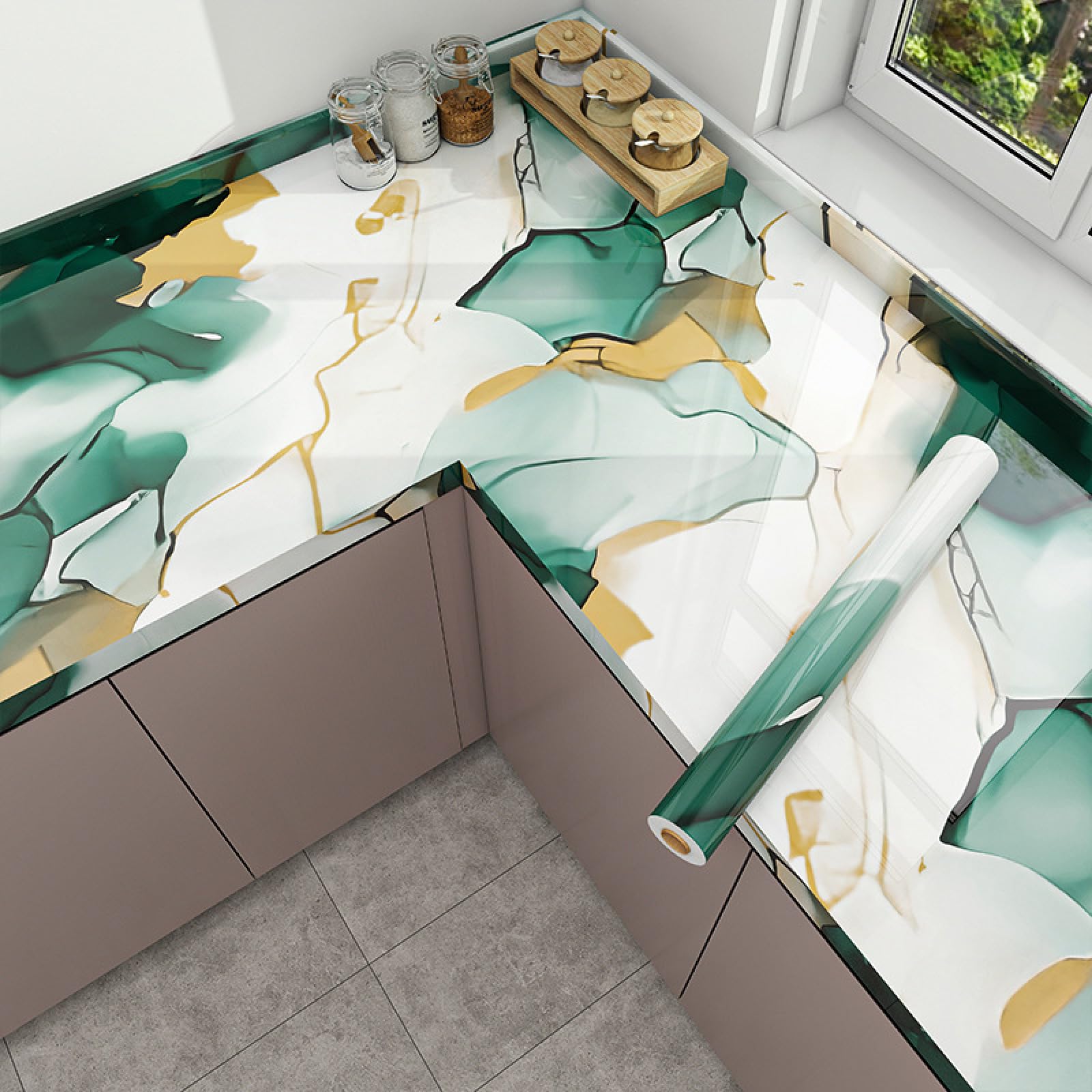 Tapeta odklej i przyklej, do pokoju dziecięcego, 60 x 500 cm, zielona, żółta, biała, abstrakcyjna tapeta do salonu, wodoodporna do sypialni i dekoracji kuchni, winylowa pokrywa papier kontaktowy