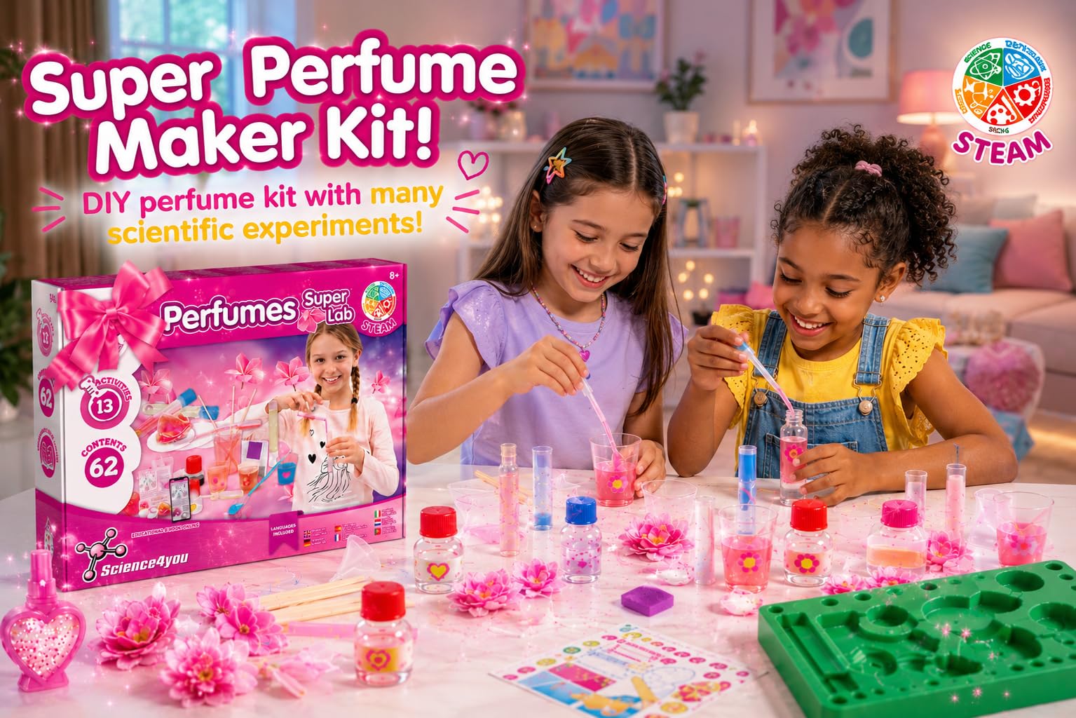 Science4you Super Laboratorio de Perfumes - Fábrica para crear tus Colonias, Juego con 13 experimentos, Juguetes y Regalos para Niños 7 8 9 10+ años