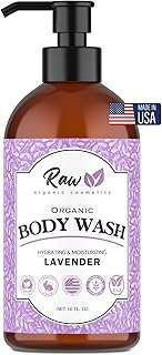USDA Organic Lavender Body Wash for Sensitive Skin Relief - Sulfate-Free Hydrating Shower Gel with Shea Butter & Essential Oils - Cruelty-Free, Made in USA - 16 oz