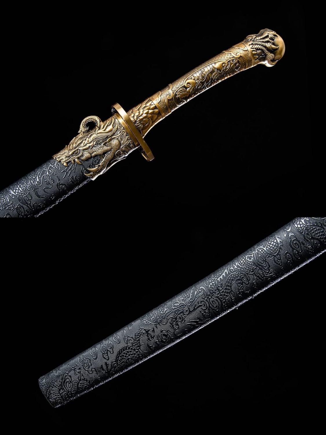 LOONGSWORD 39.37" Chinese Qingdao Sword – Handcrafted High Manganese Steel Blade, PU Leather Scabbard, Alloy Fittings – Traditional Single-Edge Martial Arts Sword