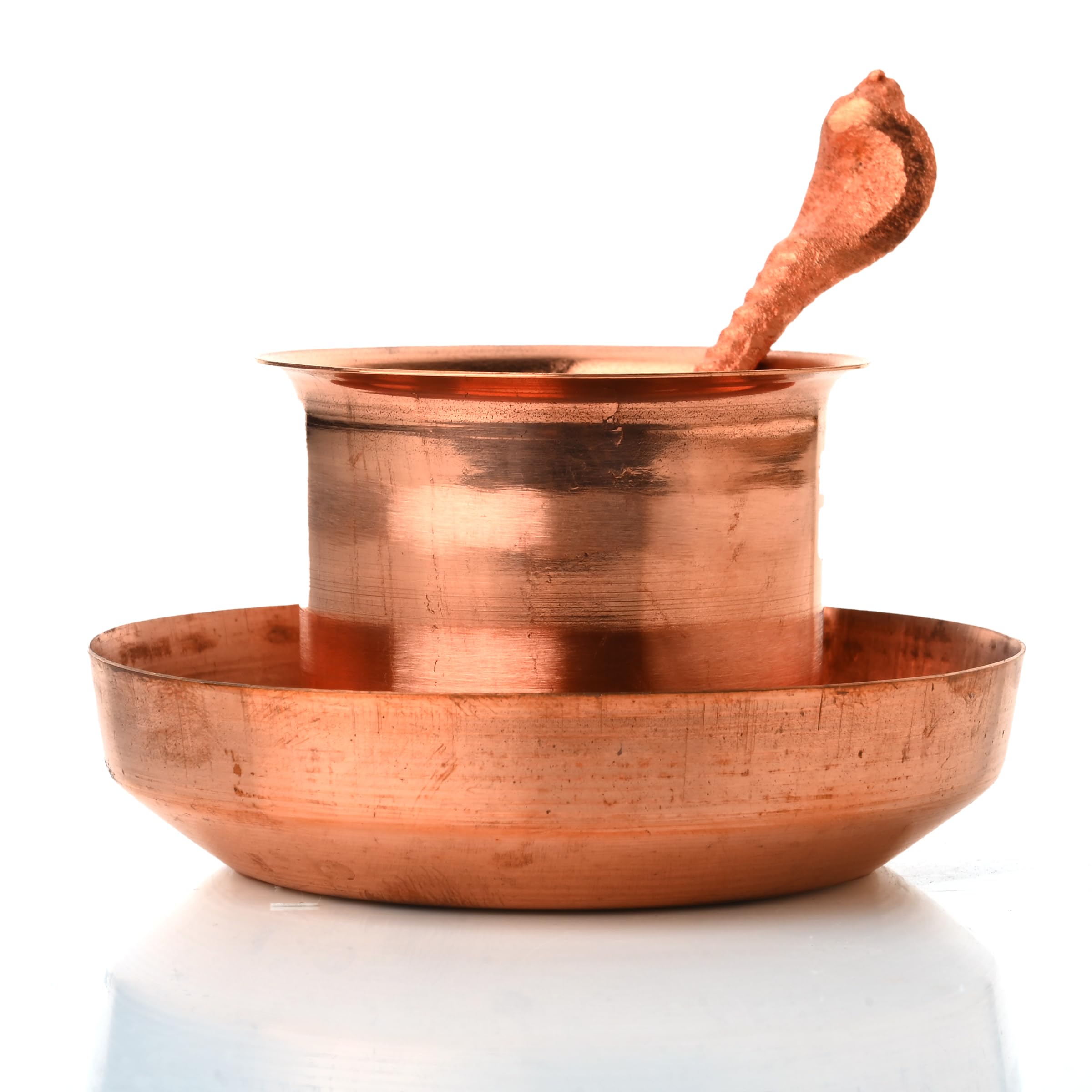 Traditionelle indische Panch Patra Lota Prasad Teller mit Achmani Löffel Pooja Utensilien Zubehör Artikel für Mandir Tempel Festival Pooja Zweck religiöse Anlässe (Panchpatra Set - 3-teilig)
