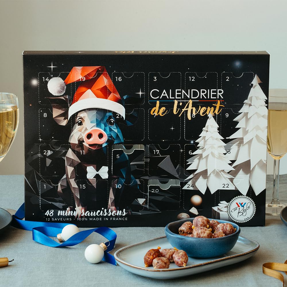 CADEAUX.COM - Calendrier De L'Avent Saucisson - Idee Cadeau Homme - Cadeau Gourmand Decoration Noel - Calendrier De L'Avent 2023 - Idée Cadeau Couple Saucisson A Déguster - Cadeau Noel