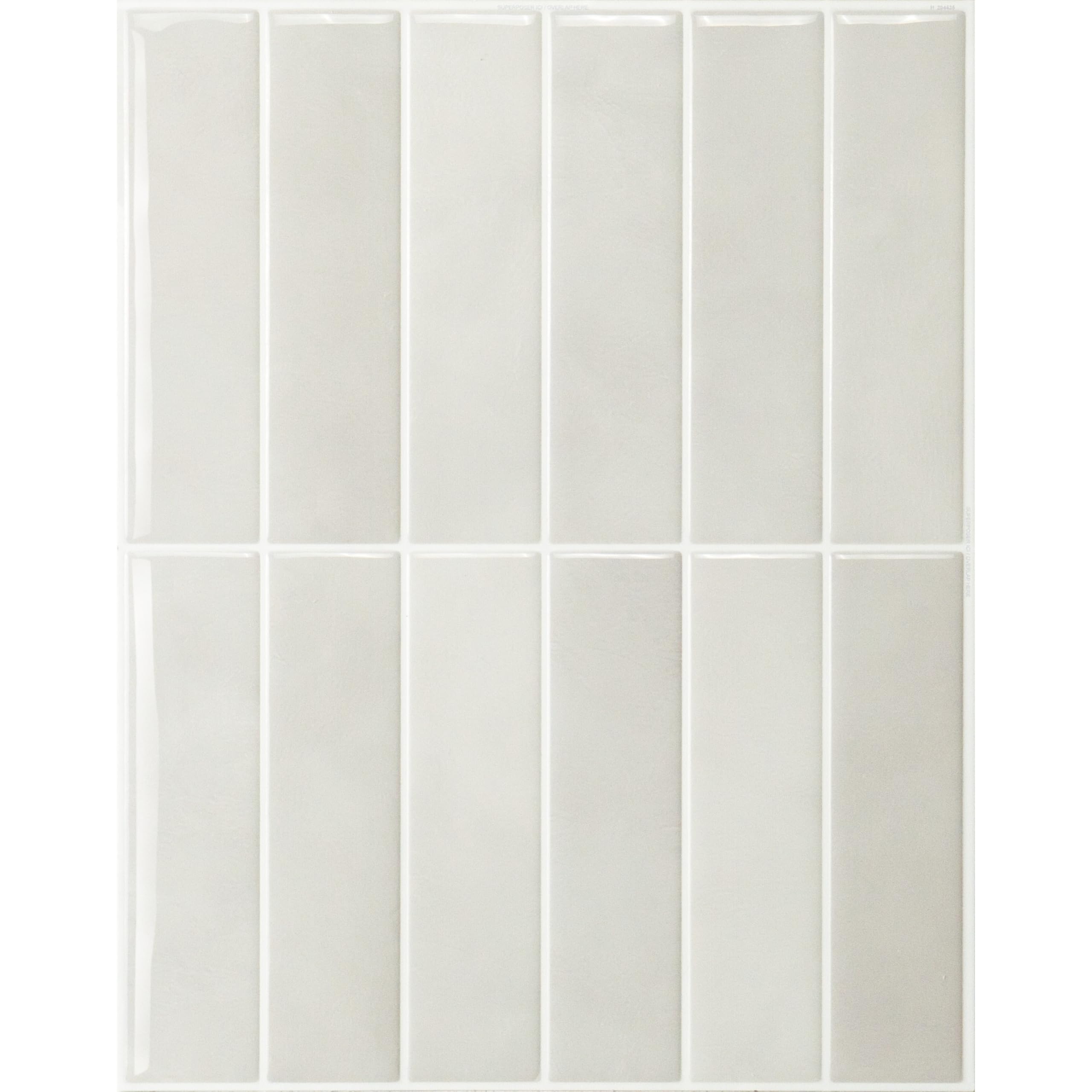 Smart Tiles Crédence adhésive pour cuisine et salle de bain, sticker carrelage mural, carreaux blanc-gris autocollants, lot de 5 feuilles, 29 x 22.86 cm
