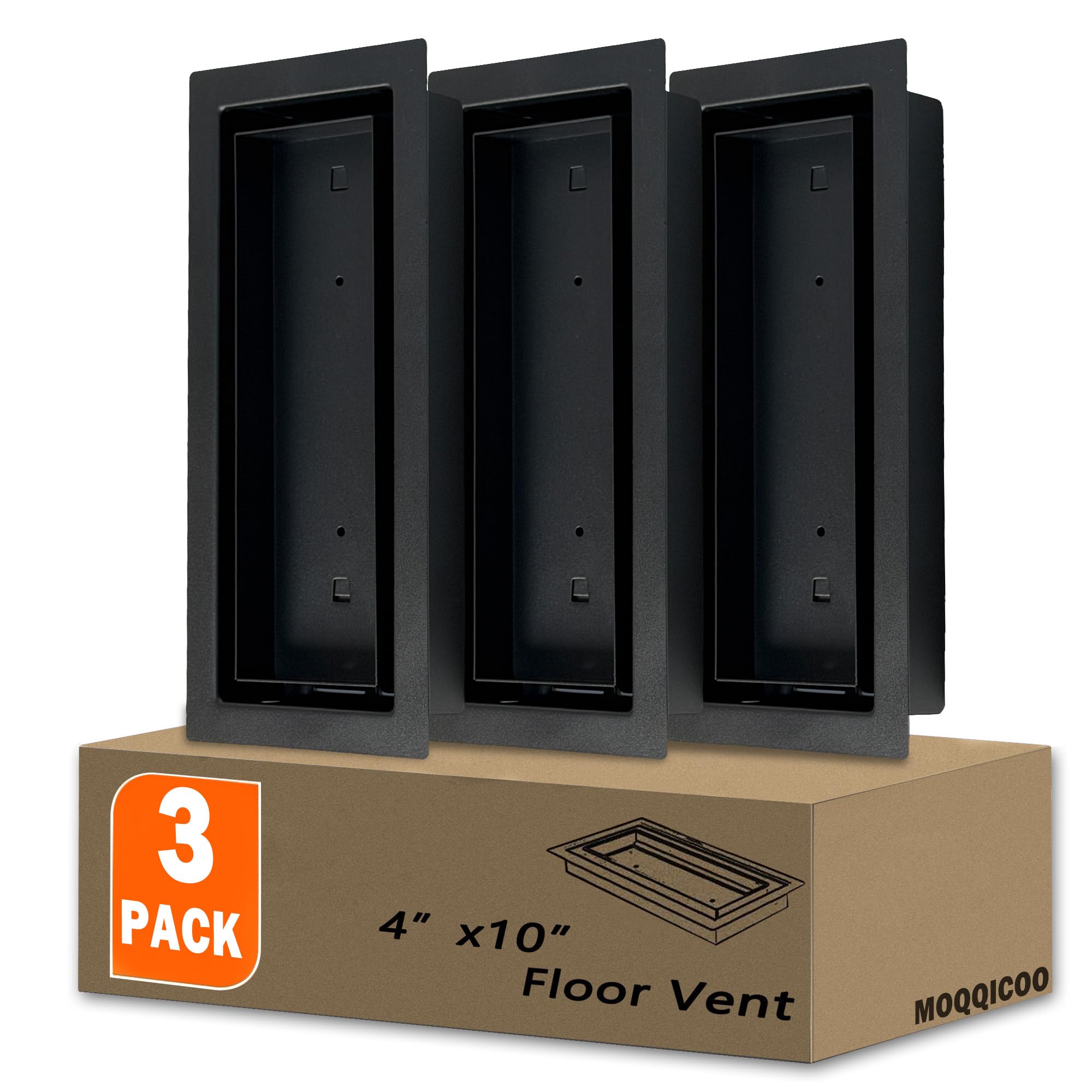 Paquete de 3 rejillas de ventilación de piso de 4 x 10 pulgadas, de acero resistente, rejillas de ventilación decorativas para azulejos, madera, para aire acondicionado y calefacción, diseño moderno