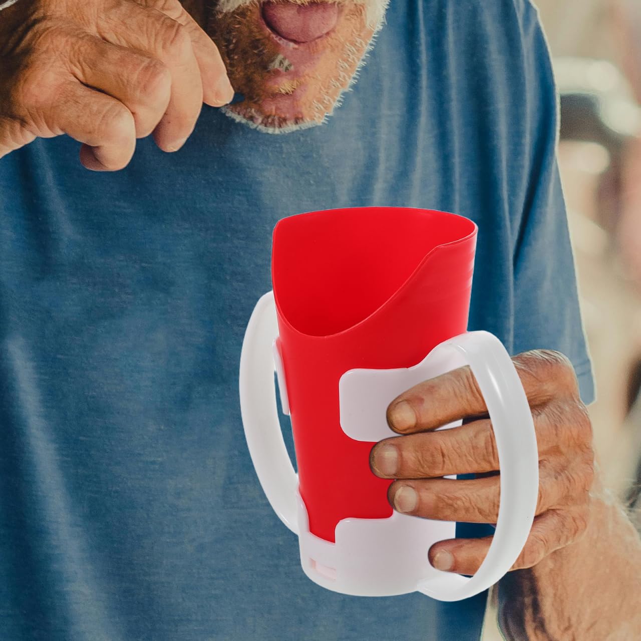 Healvian Gobelet À DéCoupe Nasale Avec PoignéEs Et Support Amovible Tasse Adaptative En Pp Pour Aide À La DéGlutition Des Personnes ÂGéEs Et RééDucation 4.76X2.91X2.91 Pouces
