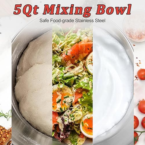 Miniatura 4 de CUSIMAX Batidora de pie con interruptor digital  Temporizador de 15 minutos y 8 velocidades  Mezclador eléctrico de cocina de 5 cuartos de galón de