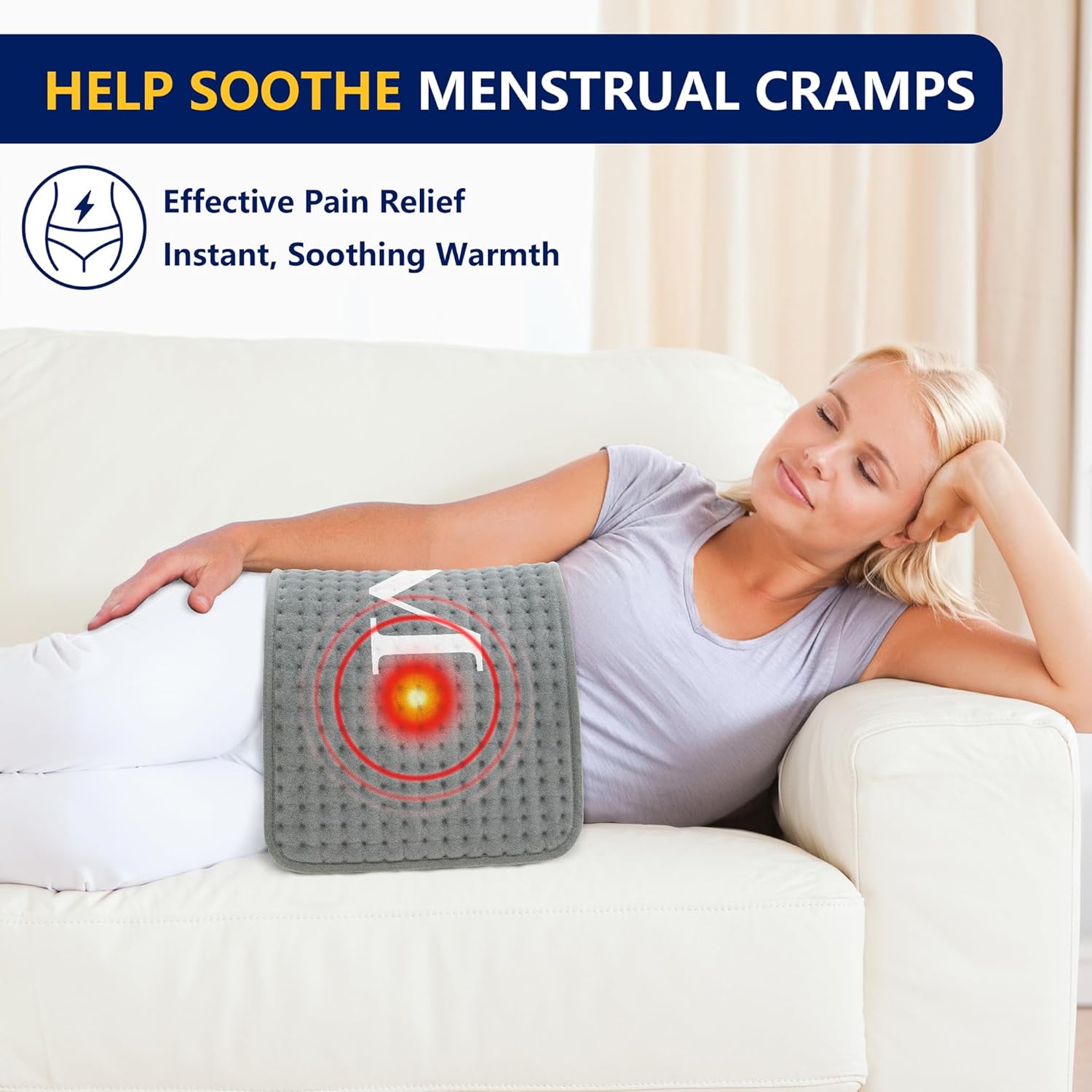 Heating Pad for Period Cramps, Personalized Electric Heated Blanket for Back/Neck/Shoulder Pain Relief, 9 Heat & 4 Timer Setting, Dry/Moist Heat Machine Washable, Birthday Christmas Gift for Women/Men