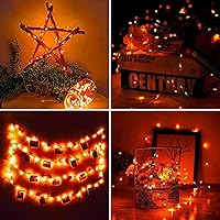 Vista 7 de RUICHEN Guirnalda de luces USB de 33 pies, 100 luces LED con interruptor de encendido/apagado (naranja, paquete de 2)