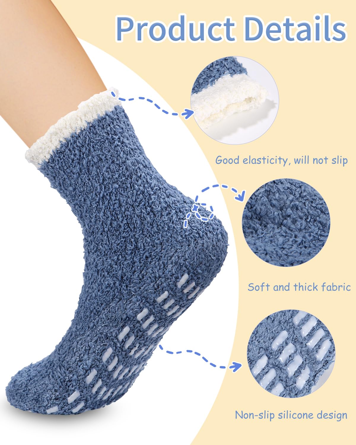 Bixury 7 Pares Calcetines Mullidos Calcetines Cálidos Calcetines Antideslizantes Mujer Calcetines de Invierno Calcetines Cómodos para Dormir Calcetines Termicos de Invierno 7 colores