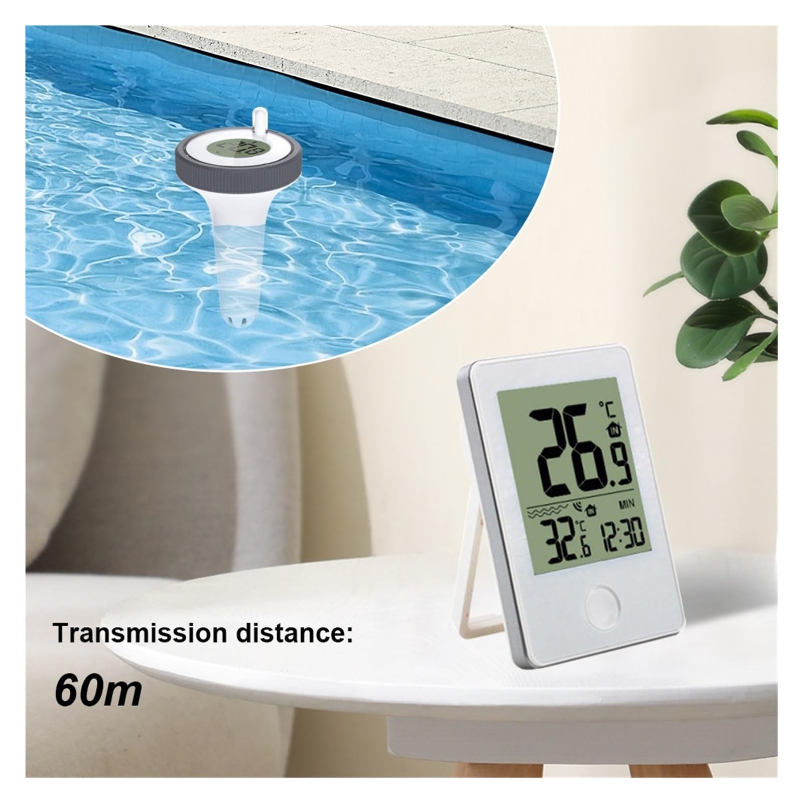 Termometro Per Piscina Termometro Galleggiante Wireless Con Monitor Della Temperatura Esterna/interna, Termometro For La Temperatura Del'acqua, Indicatore Della Temperatura Del'acqua Di Facile Lettura