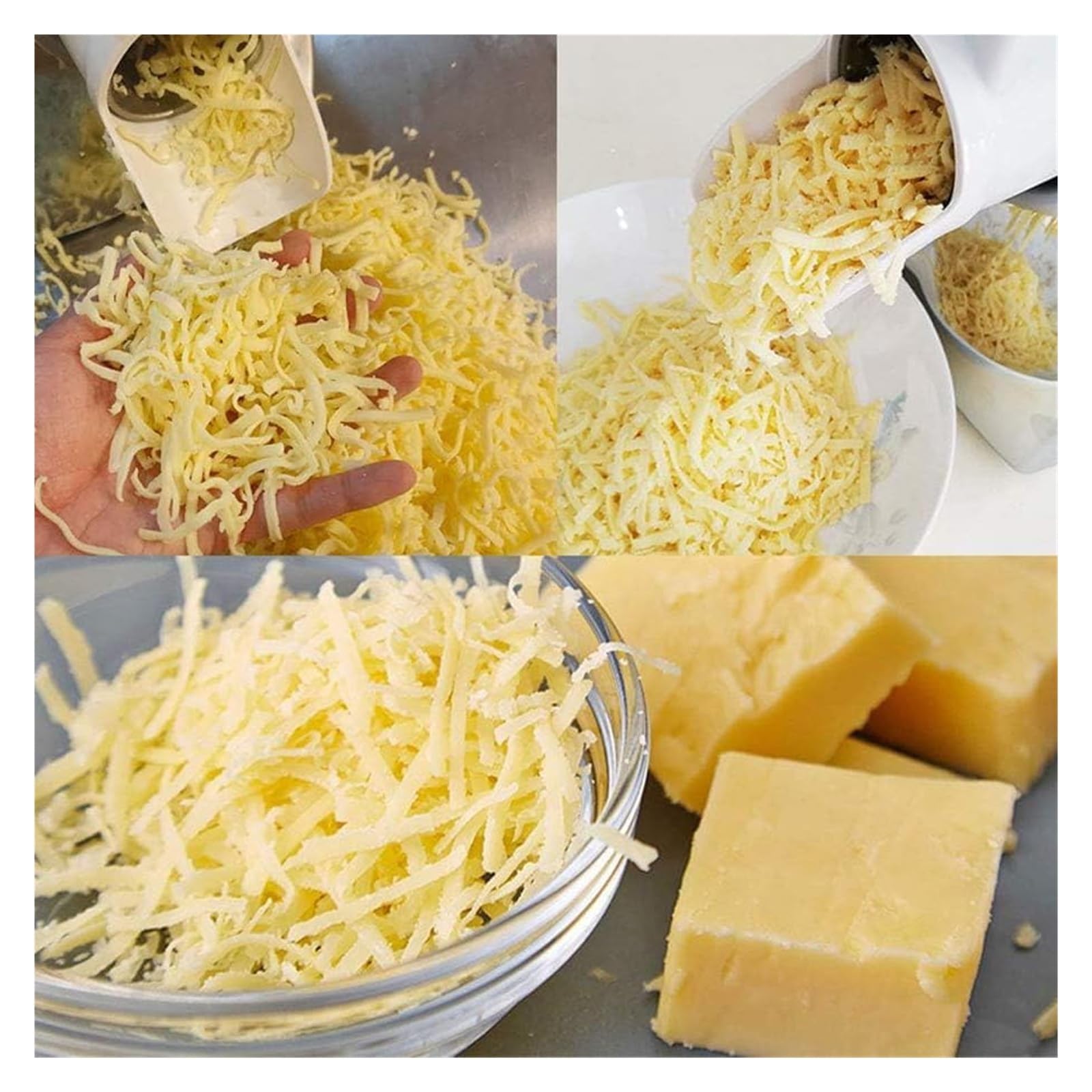 Trituratore elettrico rotativo per formaggio, 3 lame a tamburo in acciaio inox, 1 min/180 pezzi, argento, plastica ABS, acciaio inossidabile