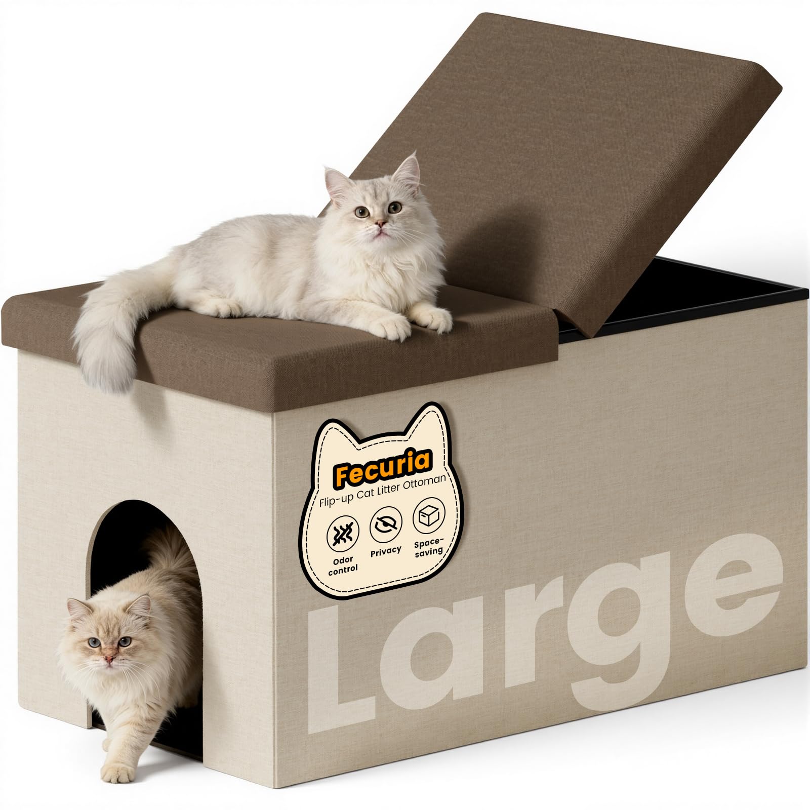 Stylish Cat Litter Box Enclosure - Dark Grey -17