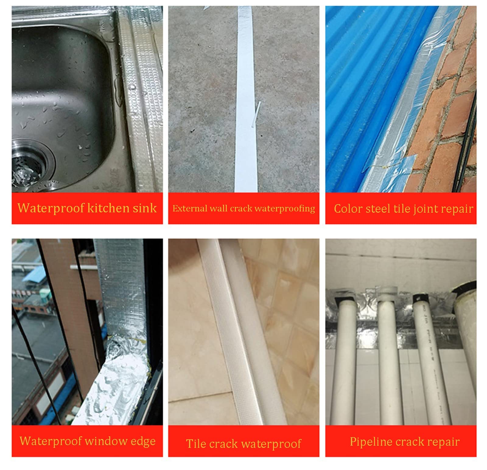 Cinta de butilo, 3.2" WX 16.4/32.8'L, Cubierta De Escotilla Exterior Intermitente Cinta Reparación Impermeable A Prueba Fugas for Tubería/Metal/toldo RV/Fuga Techo/Barco, 5m