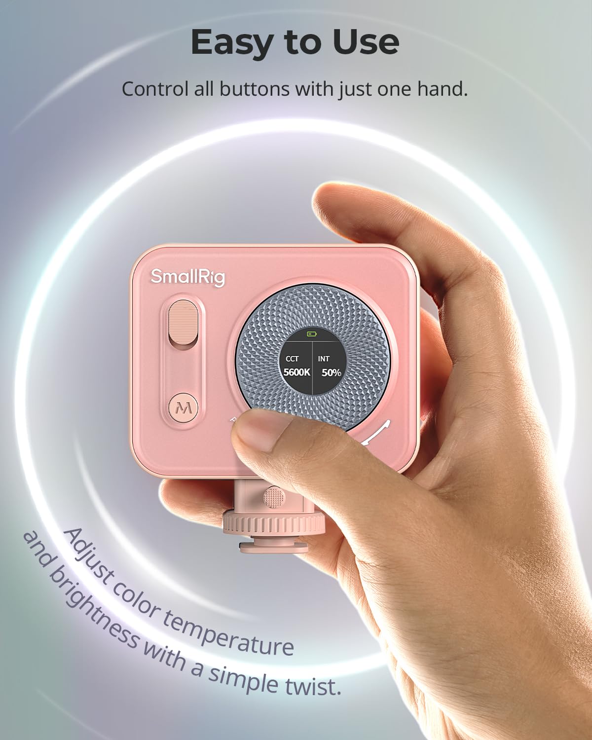 SMALLRIG Vibe P96 Pro LED-Videoleuchte, tragbare Kamera-Leuchte für Fotografie, Cold Shoe-Licht, CRI95+, 2500-6500K, 5 Effekte, Fülllicht-Zubehör für Content Creator, Streaming Rosa 4786