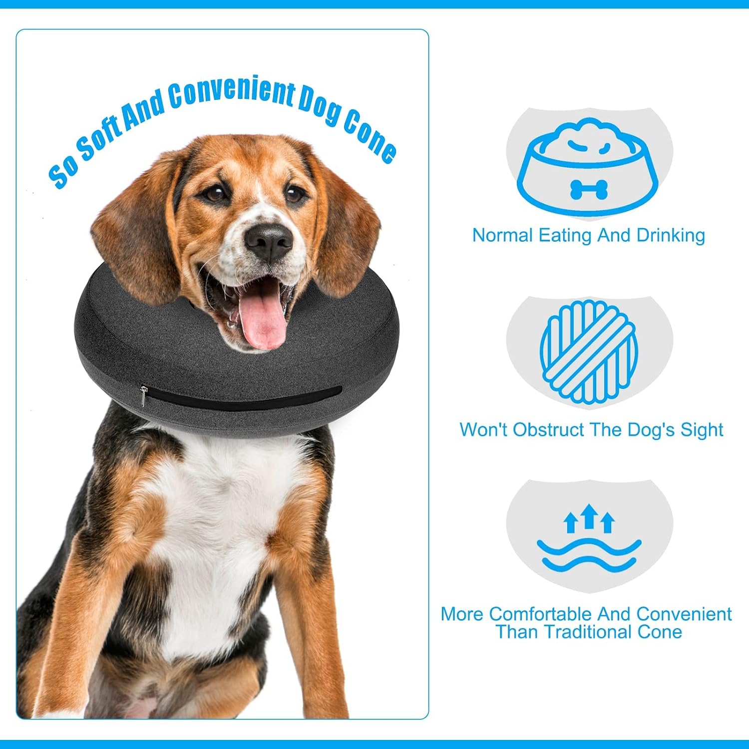 BINGPET Inflatable Recovery E-Collar for Dogs, Soft Comfortable Donut Protective E Collar with Bone and Footprint Patterns, After Surgery Pet Collar Prevent from Biting Wound