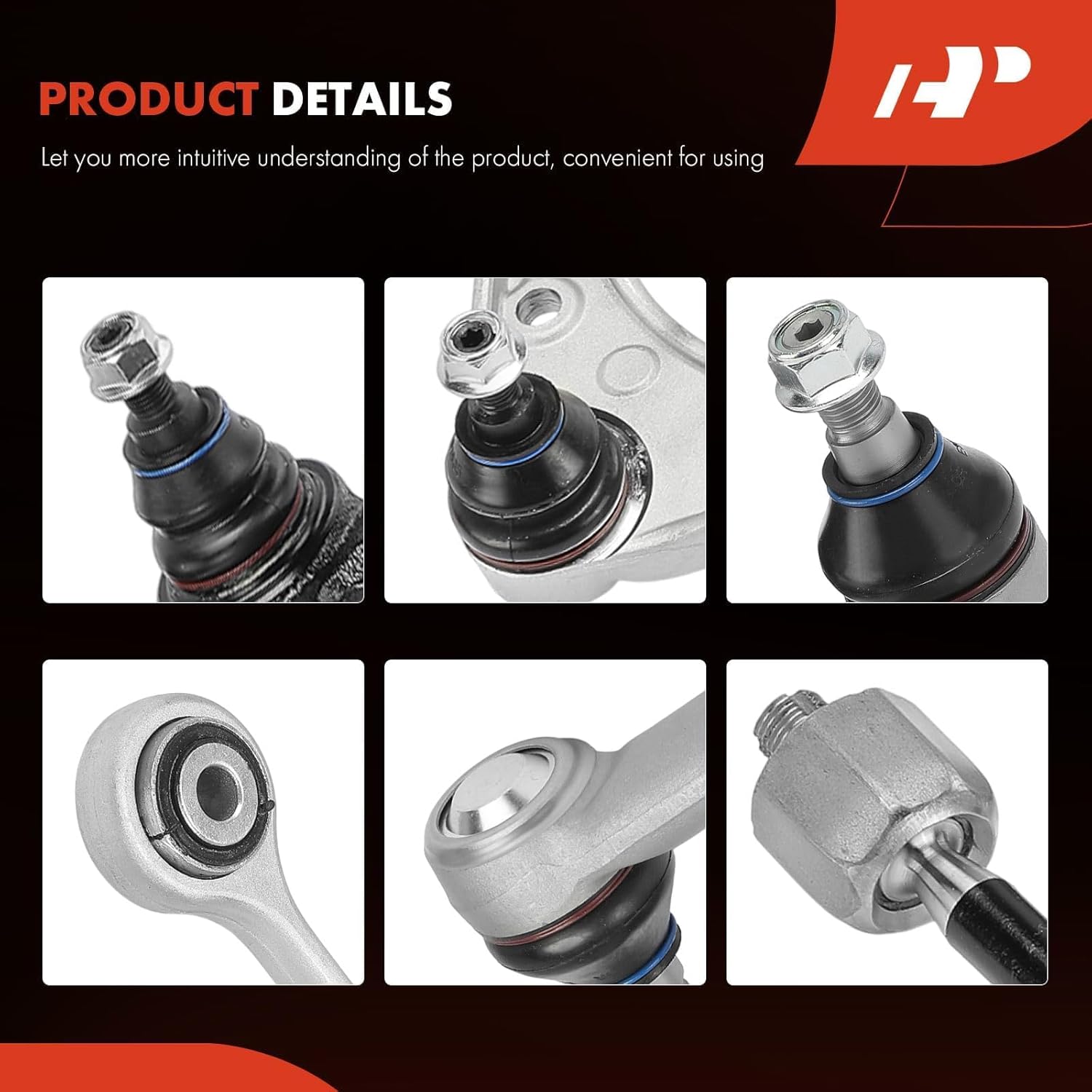 A-Premium Set of 10, Front Upper Lower Control Arm, Sway Bar Links, Inner Outer Tie Rod End, Compatible with Porsche Cayenne 2004-2006 & 2008, Volkswagen Touareg 2004-2009