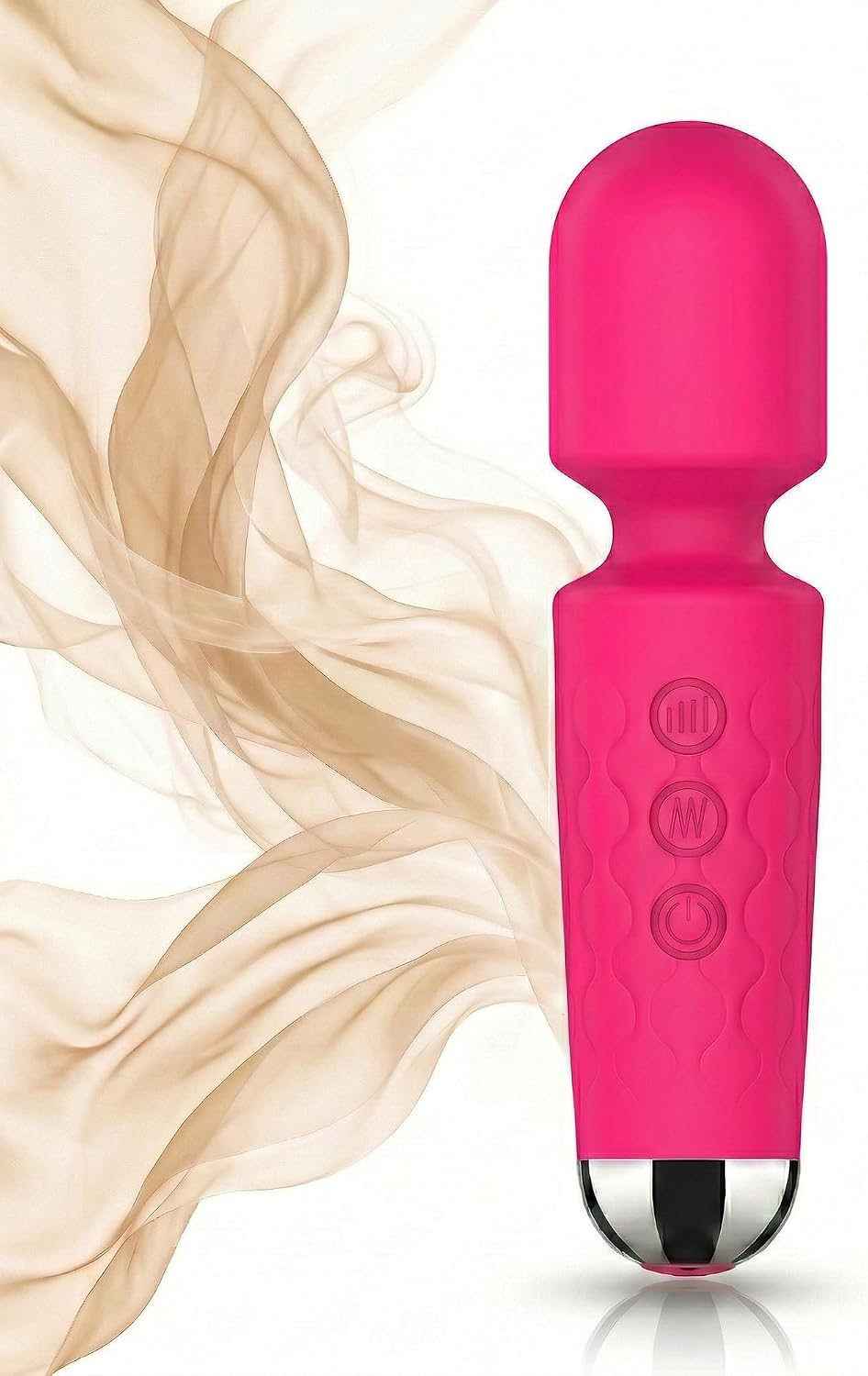 Mini Cordless Quiet Portable Personal Wand Massager, 20 Modes 8 Speeds, Waterproof Skin-Soft Silicone, USB Rechargeable Long Battery Life Powerful for Muscle Aches & Sports Recovery (Black)