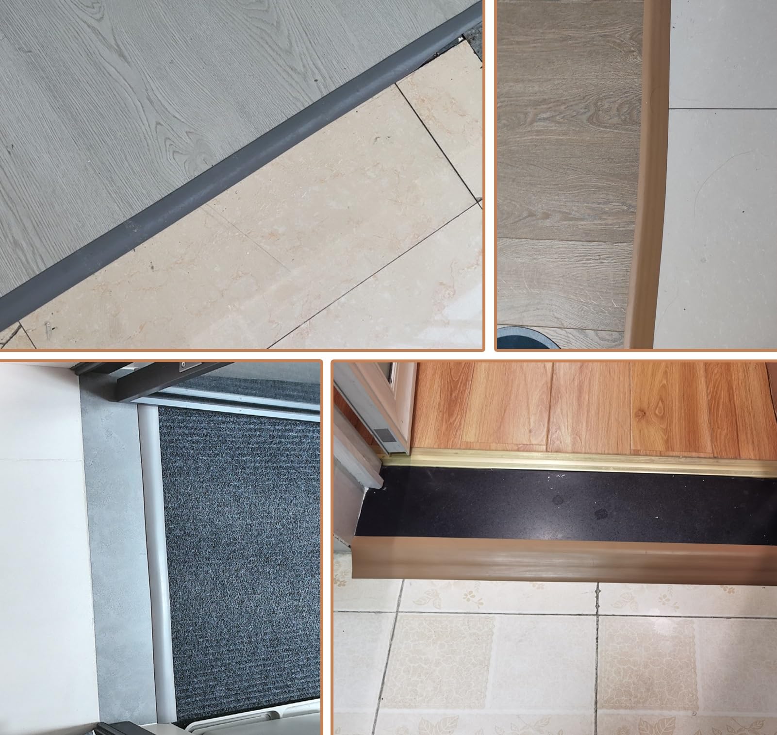 Schwellenleiste Zum Abziehen Und Aufkleben Von Teppich Auf Vinyl, PVC-Kantenschutz Für Türen Für Unebenen Boden, Teppichkantenleiste Bodenübergangsleiste (Grau, Länge 5
