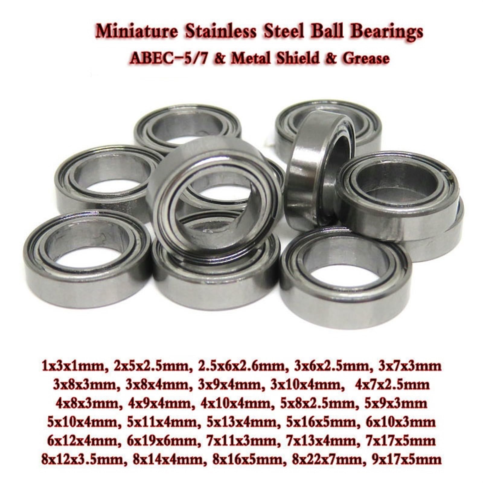 SMR117 ZZ Łożysko 7x11x3mm ABEC-5 Ekranowane łożyska kulkowe ze stali nierdzewnej SMR117Z SMR117ZZ MR117ZZ L1170ZZ 1 SZTUK (S623Z 3x10x4mm)