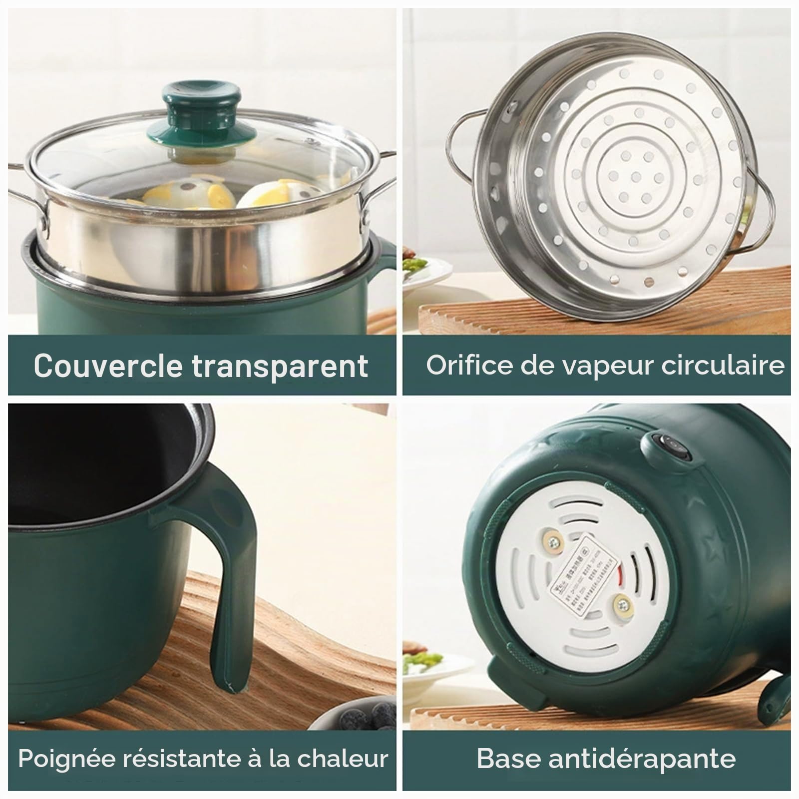 Marmite Électrique, 1.3 L Hot Pot Électrique, 600 W, 220 V Marmite Portable, Mini Hot Pot Avec Cuiseur Vapeur En Acier Inoxydable, Casserole Électrique Pour La Maison, Le Bureau, Le Dortoir