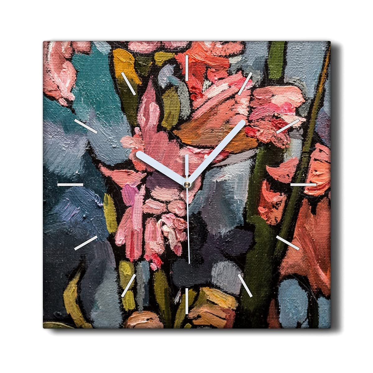 Horloge Murale Toile sans tic-tac Coloray Salon Silencieuse Fleurs 30x30