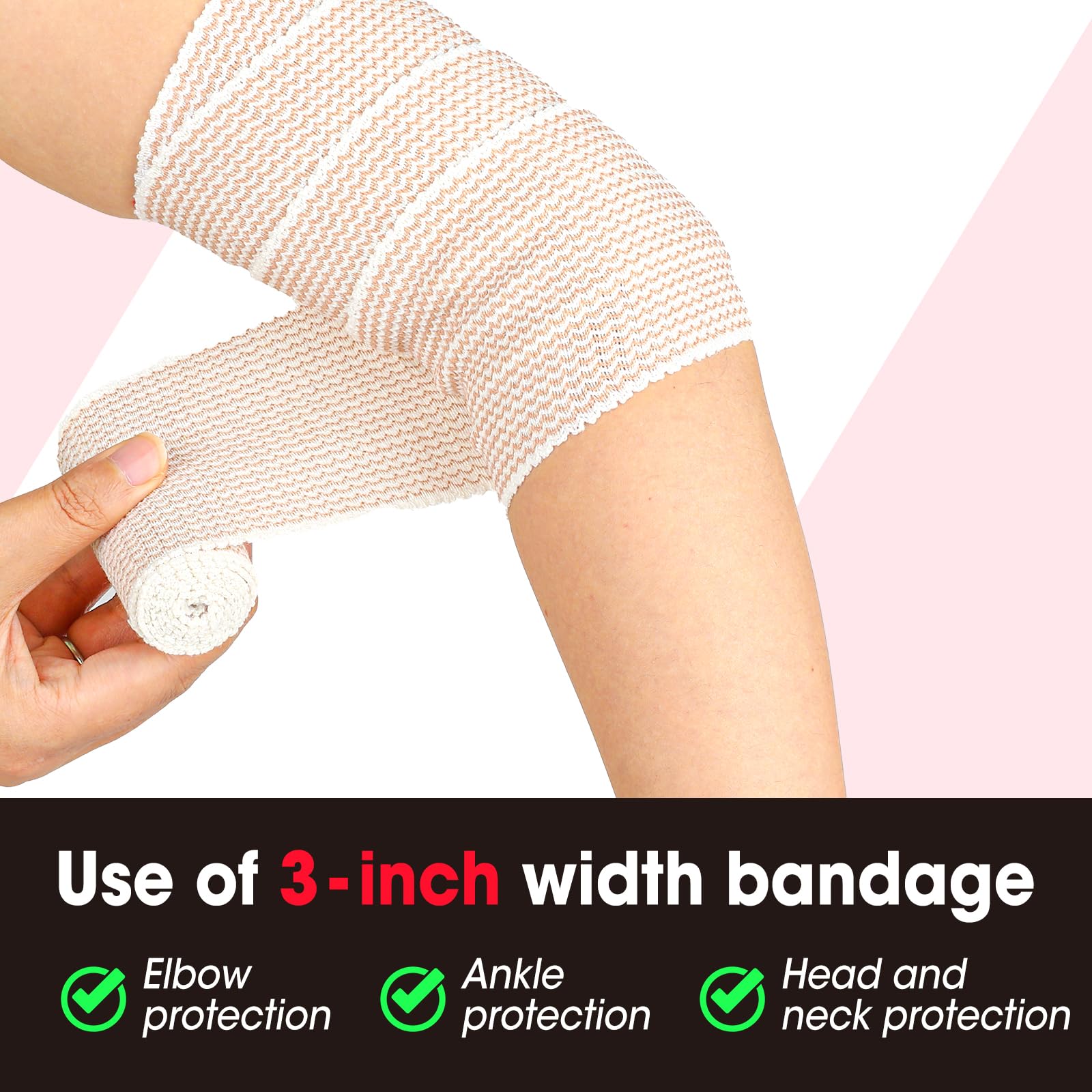 YesBes 6 Pack Premium Elastic Bandage Wrap(2x3, 2x4, 2x6), Compression Bandage Wrap, Lymphedema Wraps for Legs, Ankle, Knee, Tummy — Amazon image 5