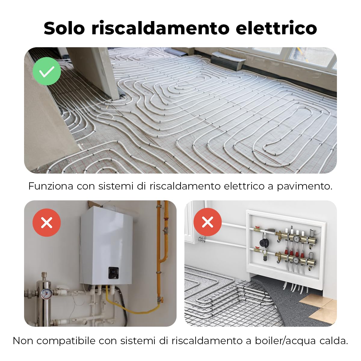 Termostato Smart WIFI, Cronotermostato Ambiente per Elettrico 5–35°C, Riscaldamento a Pavimento Programmabile conTtouchscreen LED, controllo vocale | Compatibile con Alexa, Google Home, Tuya