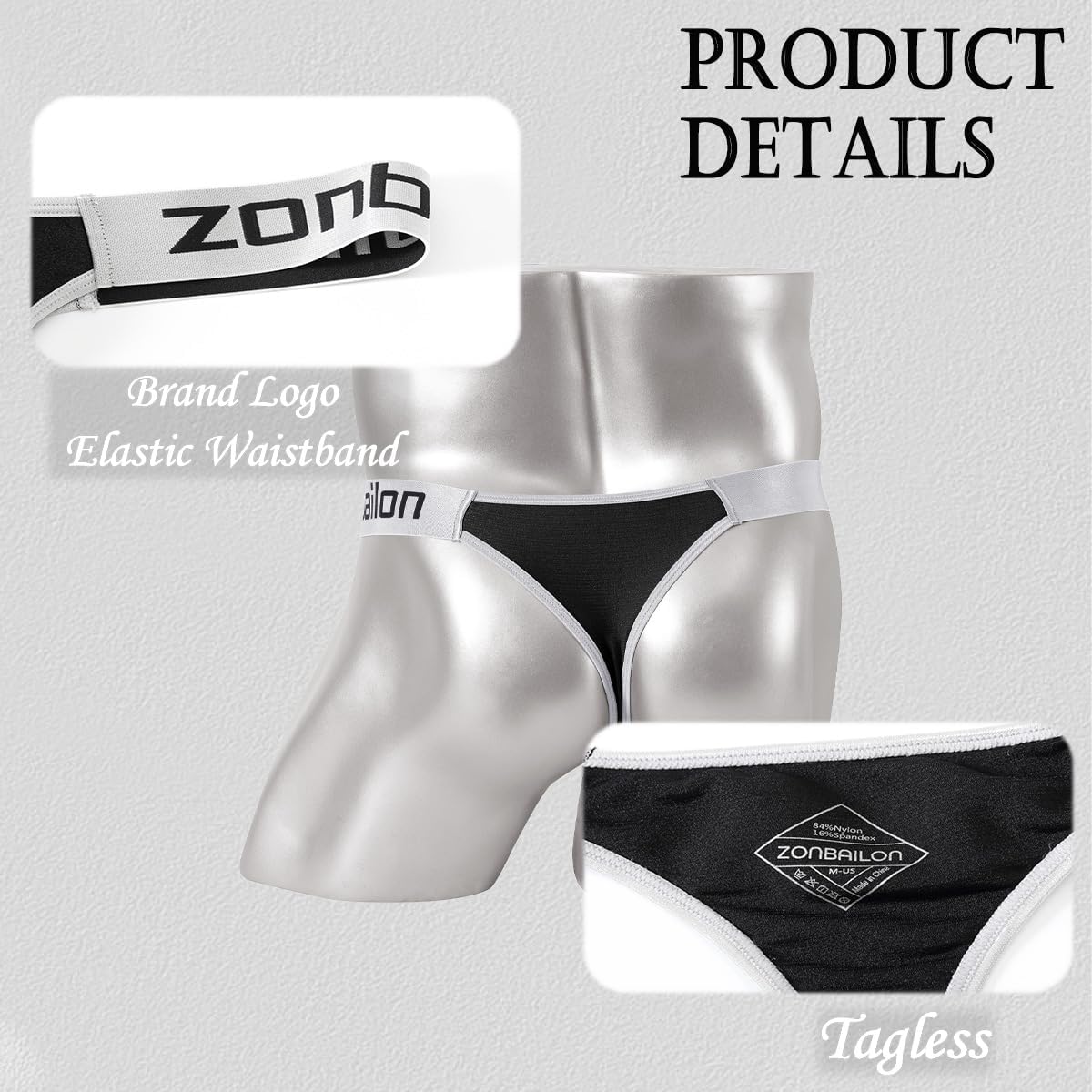 JINSHI Men's Thong Underwear Sexy Bulge Pouch T-Back Briefs Man Silk Low Rise Sport Stretchy Underwears Tangas - Image 4