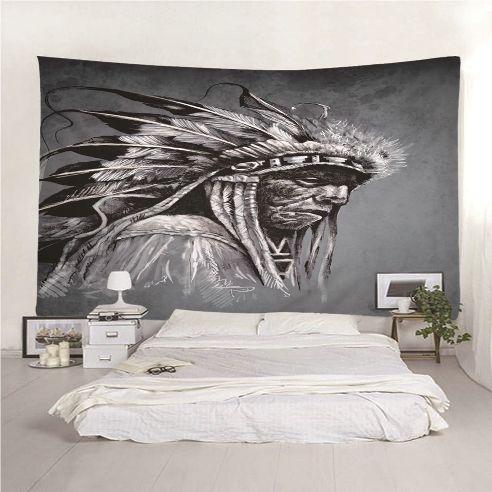 Arazzo Grande 200x200, Arazzo da Parete Piccolo Grigio Poliestere Pittura di Architettura Urbana Arazzo da Parete del Soggiorno