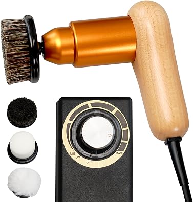 Ksquares Smart Shoe Polisher Kit, 75W Electric Shoe Polisher with Adjustable Speed, Automatic Shoe Shine Kit, Portable Leather Care Cleaning Kit for Shoes, Boots,Bags, Sofa Yellow Pro