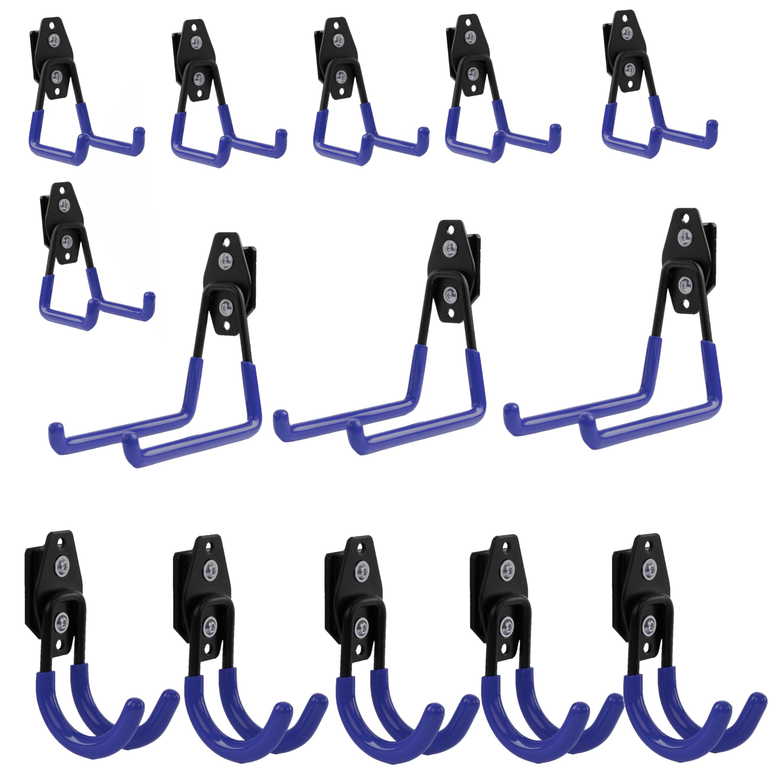 botle Lot de 14 crochets à outils Qbrick Système de valise pour outils droits et en forme de U S, M, L, en acier avec PVC, garage, atelier, outils électriques, double crochet, charge maximale : 30 kg
