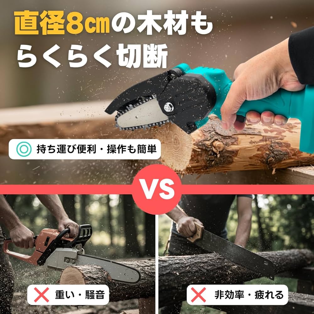 【新品】電動式式チェーンソー 4インチ 18vバッテリー ブラック【2点セット】 新品】電動式式チェーンソー 4インチ 18vバッテリー ブラック【2