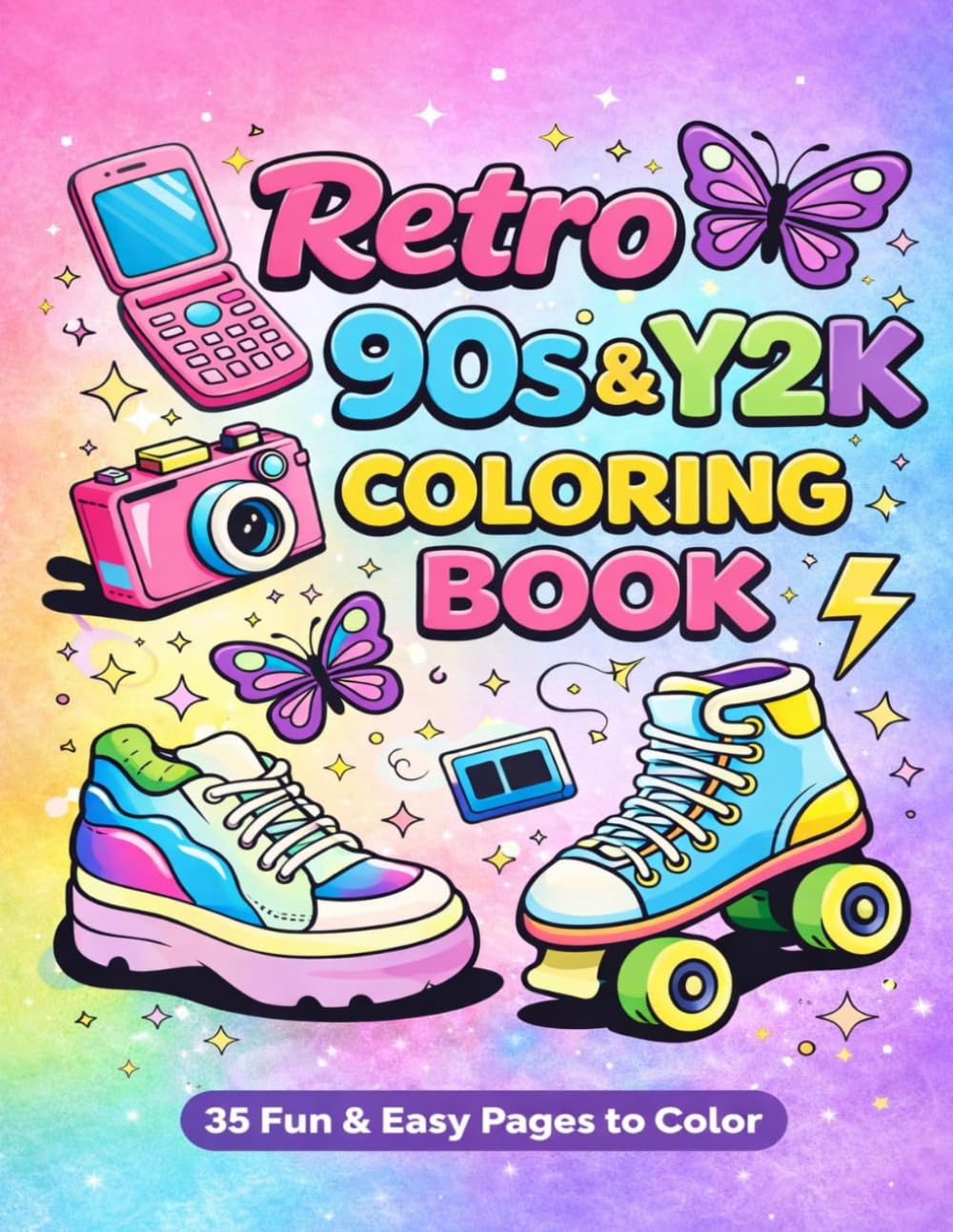 Retro 90s & Y2K Coloring Book: 35 Fun & Easy Retro Designs | Bold & Nostalgic Coloring Pages for Relaxation