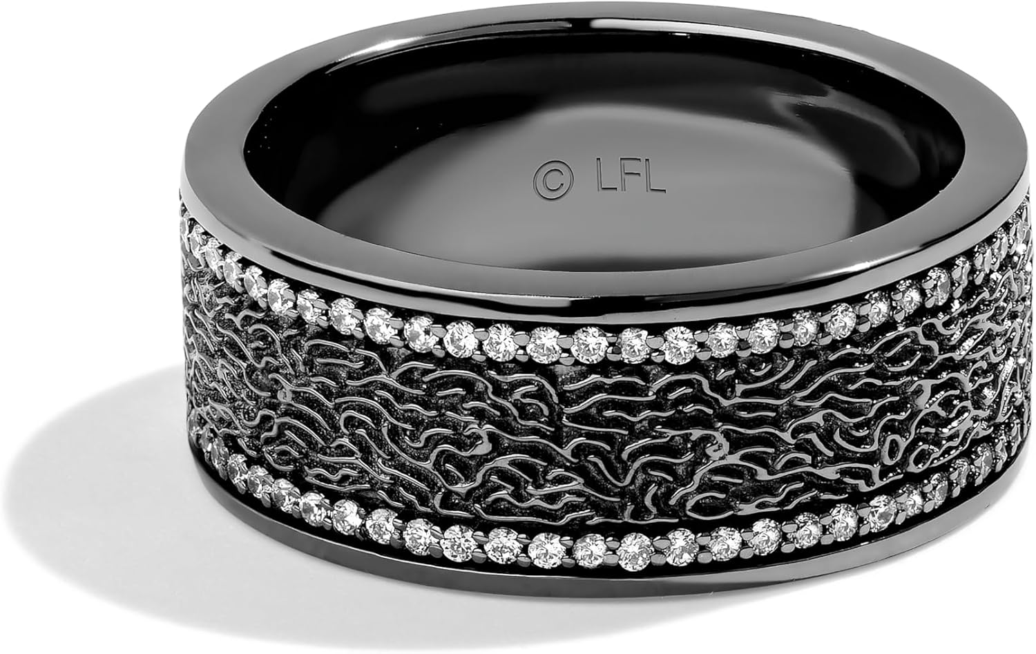 Jewelili Star Wars™ Fine Jewelry In Carbonite Women's Ring 1/5 Ct.Tw. White Diamonds Silver with Black Rhodium