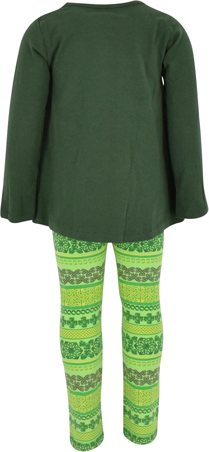 Unique Baby Girls Shamrock Heart Top and Festive Clover Leggings Set - Image 6