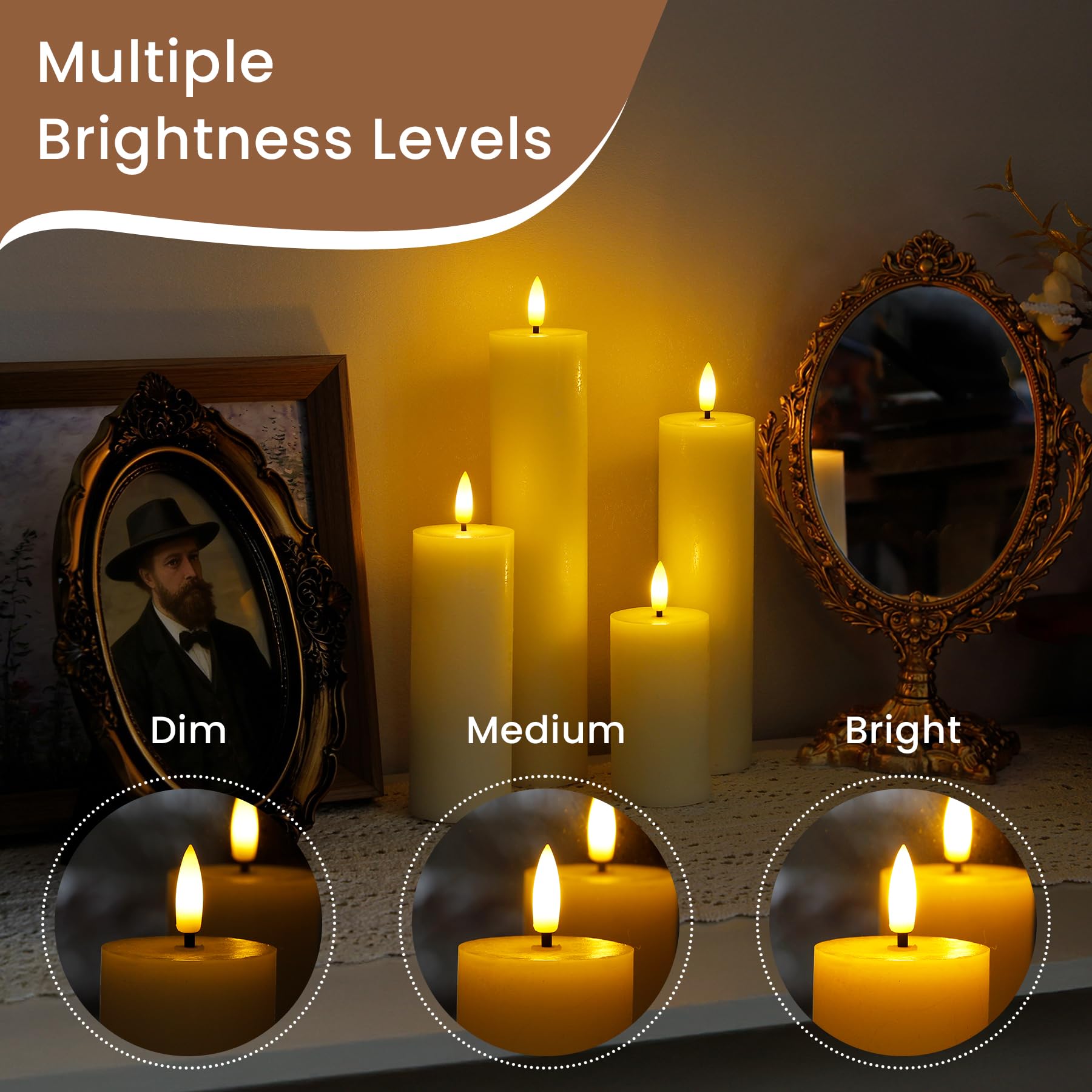 Candele LED ricaricabili senza fiamma in avorio con telecomando e Temporizzazione, confezione da 4 candele di cera tremolanti (cavo di ricarica USB, 5,5cm x10 15 20 25cm)