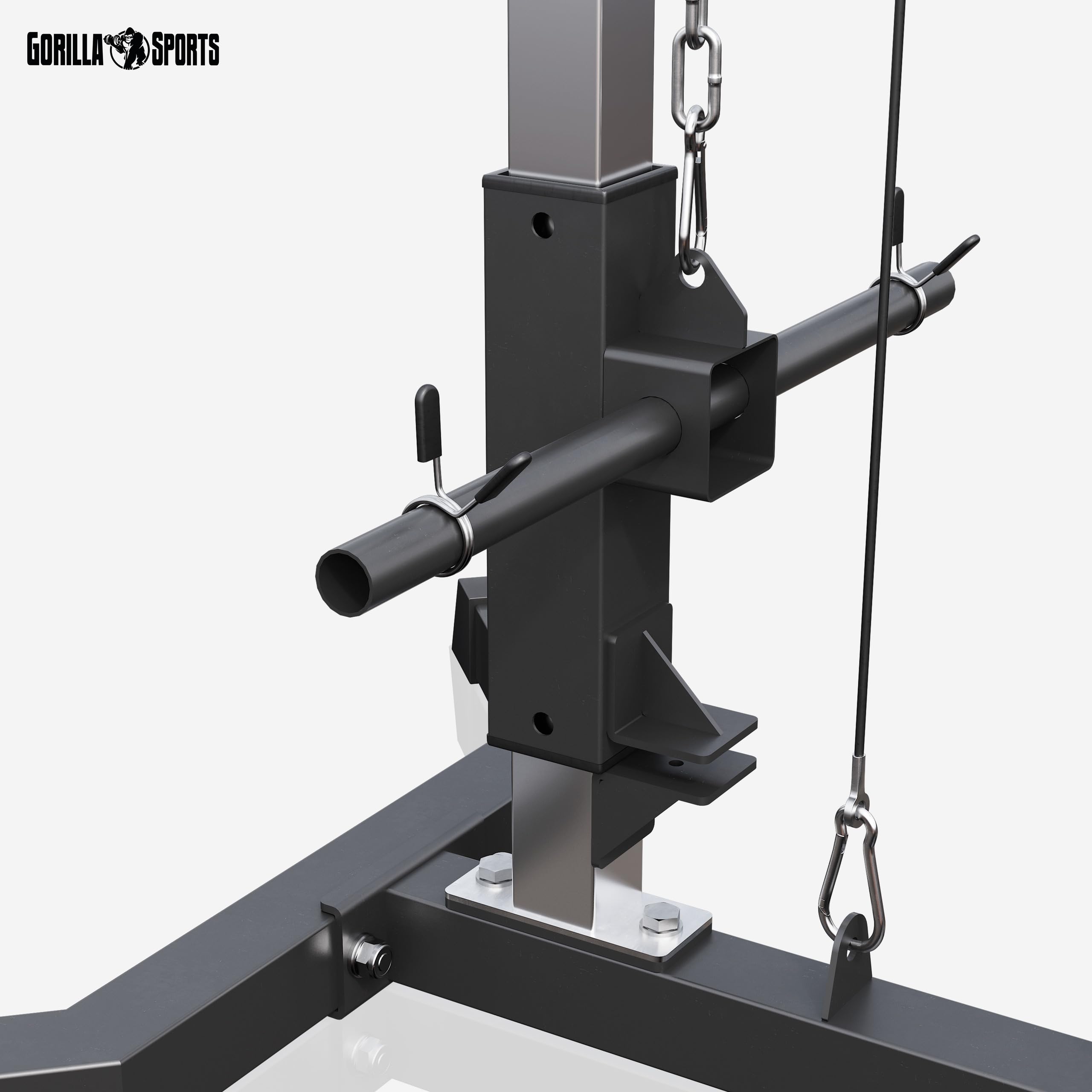 GORILLA SPORTS® Torre de poleas Ajustable, 30 mm | Incluye barra de tríceps y barra de poleas, Soporta hasta 280 kg, Estación de tracción de cables, Máquina de fitness