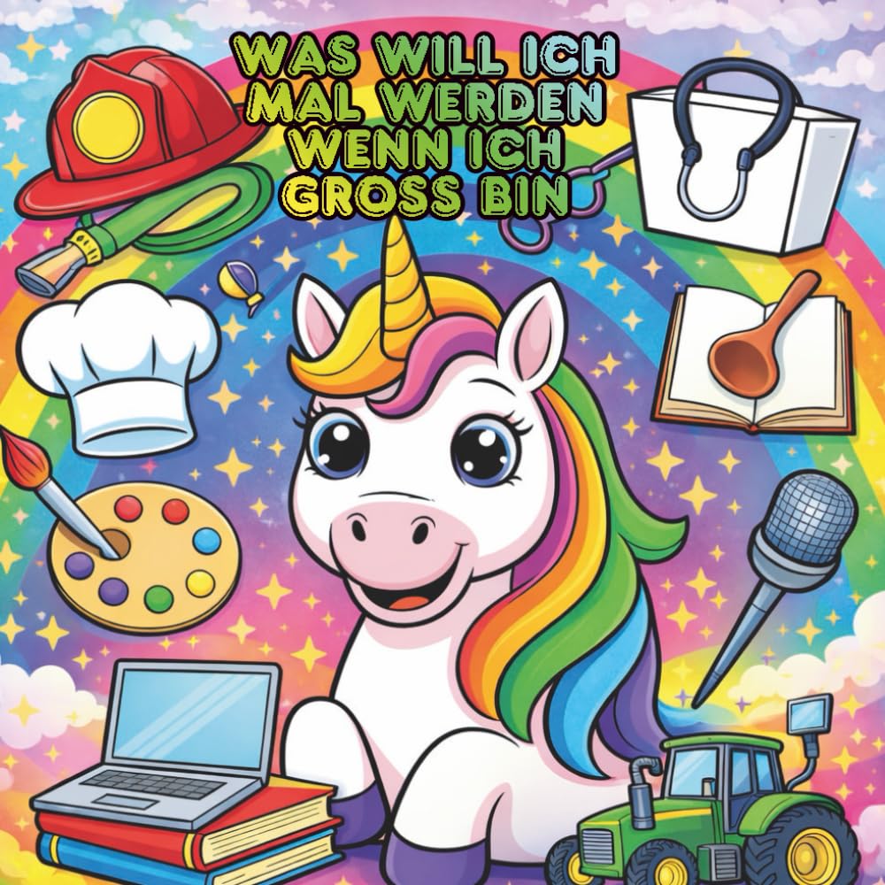 Was will ich mal werden wenn ich groß bin: Einhorn Ausmalbuch mit all deinen Lieblingsberufen