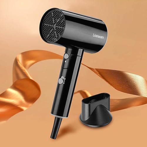 Miniatura 6 de Secador de pelo, 1600 W, pequeño secador de pelo plegable, secador de pelo de viaje de secado rápido, negro