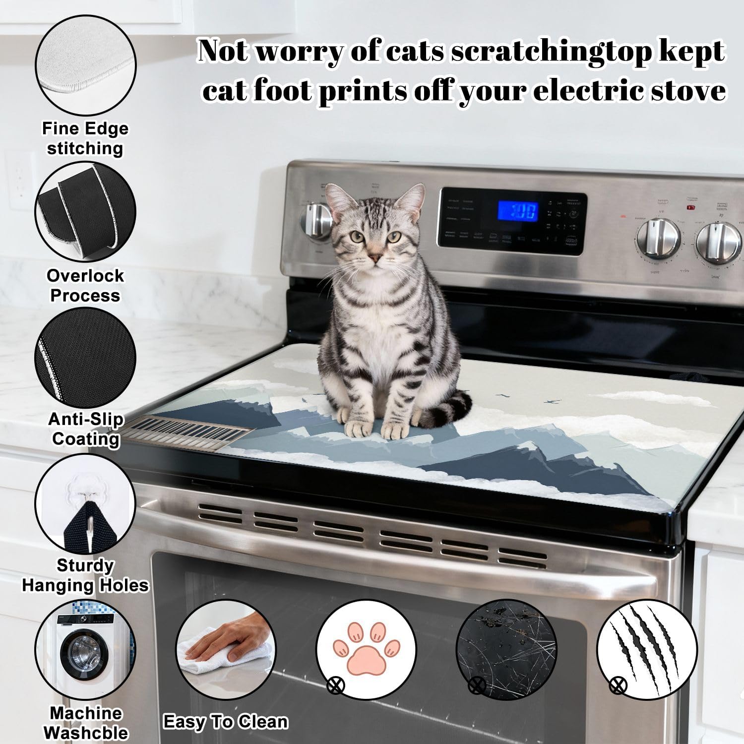 Stove Top Covers for Electric Stove Kids mountains nursery for kids room babies nursery Glass Cooktop Burner Covers Heat Resistant Protector Kitchen Decor Keep Stove Clean 28''x20''