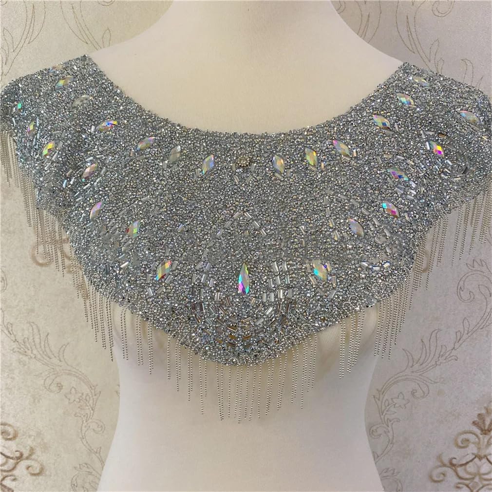 Generic Rhinestones Appliques Iron On Crystals Patches Wedding Dress DIY Accessories, A Silver single side