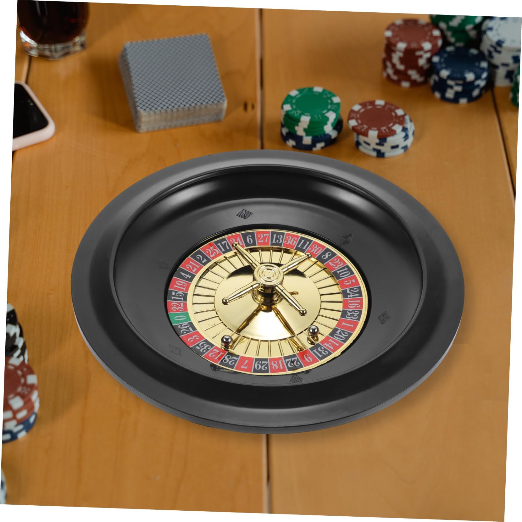 Tavolo da Roulette, Il Kit da Gioco Casinò con Set di Roulette 10" Contiene Una Ruota della in plastica, fiches, Carte, Un Layout in Feltro, for Serata Giochi a casa o Festa in Discoteca