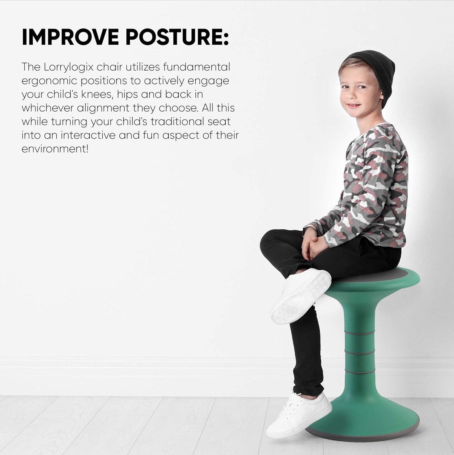 Wobble Chair for Kids - Ergonomic Wobble Stool to Encourage Right Posture, Balance & Strengthen Core - School Classroom - Active Kid ADHD Fidget Seat (14" Fixed, Light Green) : Office Products