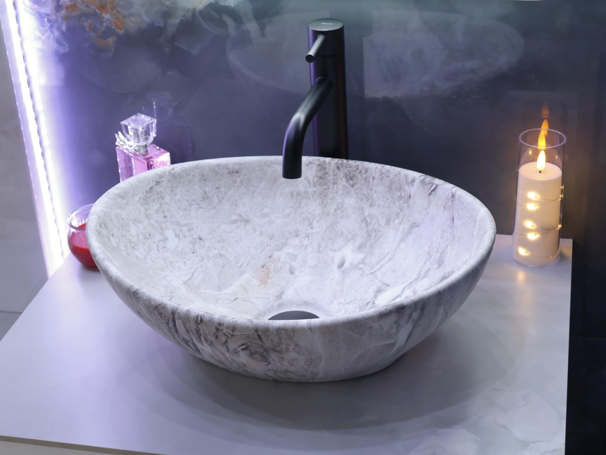 Aufsatzwaschbecken Matt Modern Waschbecken ohne Hahnloch - Elegant Aufsatzwaschbecken Oval für Badezimmer und Gäste WC - nur Bad Waschbecken - Modell 17